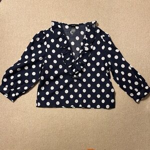 Smythe Navy and White Polka Dot Blouse